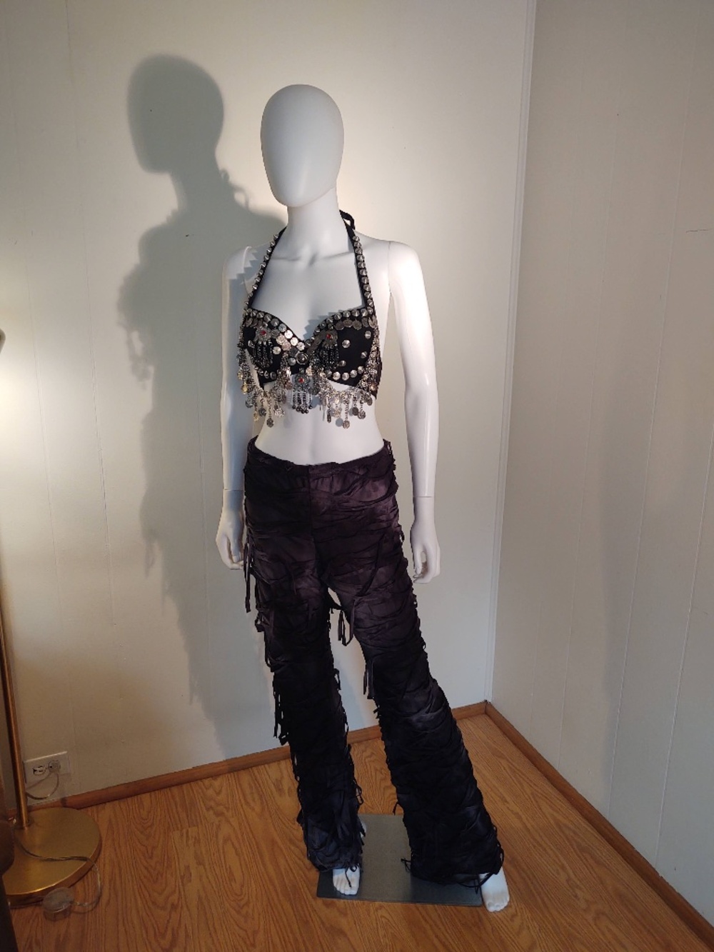EUC Firefly Small Black and Gray Sheer Dance Pants with Fabric Texture Detail